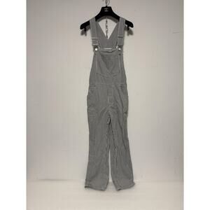 MNG Denim Overalls Womens Medium Pinstripe Adjustable Classic Workwear Jumpsuit
